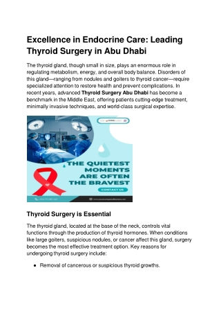 Excellence in Endocrine Care: Leading Thyroid Surgery in Abu Dhabi