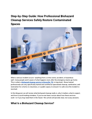 Step-by-Step Guide: How Professional Biohazard Cleanup Services Safely Restore C