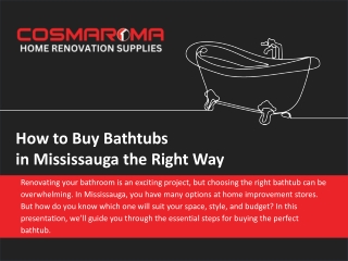 How to Buy Bathtubs in Mississauga the Right Way | Cosmaroma