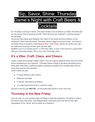 Sip, Savor, Shine_ Thursday Dame’s Night with Craft Beers & Cocktails