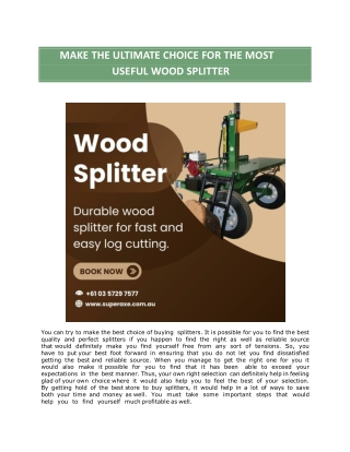 Make the ultimate choice for the most useful wood splitter