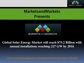 Global Solar Energy Market will reach $75.2 Billion with ann
