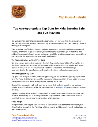 Top Age-Appropriate Cap Guns for Kids Ensuring Safe and Fun Playtime
