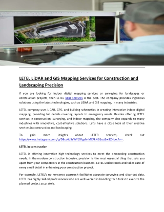 LETEL LiDAR and GIS Mapping Services for Construction and Landscaping Precision