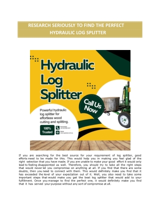 Research seriously to find the perfect Hydraulic Log Splitter