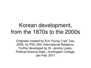 Korean development, from the 1870s to the 2000s
