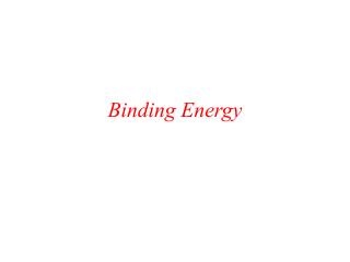 Binding Energy