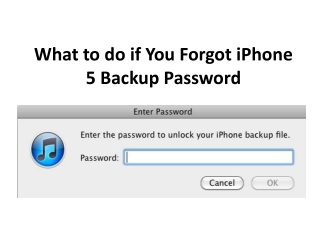 Forgot iPhone 5 Backup Password, How to Reset