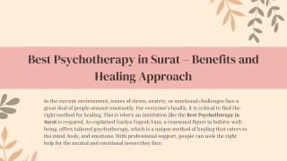 Best Psychotherapy in Surat – Benefits and Healing Approach