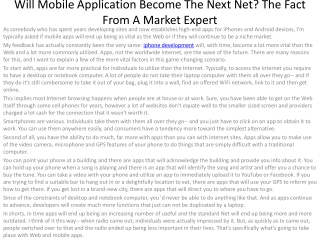 1Will Mobile Application Become The Next Net