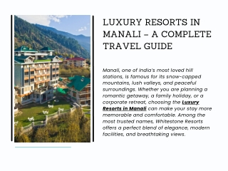 Luxury Resorts in Manali – A Complete Travel Guide