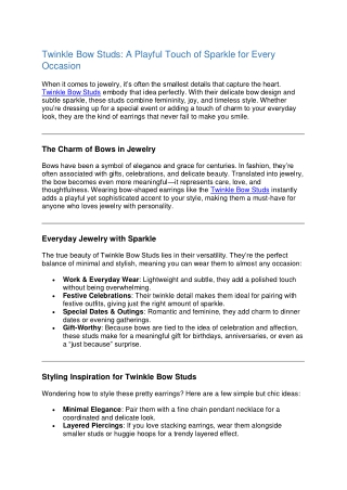 Twinkle Bow Studs A Playful Touch of Sparkle for Every Occasion