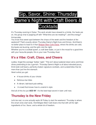 Sip, Savor, Shine_ Thursday Dame’s Night with Craft Beers & Cocktails (1)