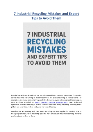 7 Industrial Recycling Mistakes and Expert Tips to Avoid Them