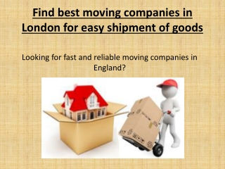 Moving Companies London And Europe