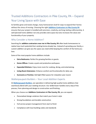 Additions Contractors in pike county pa