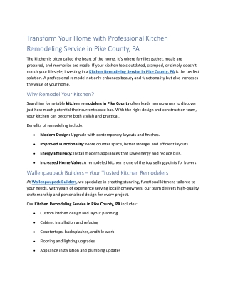 Kitchen Remodeling Service in pike county, pa