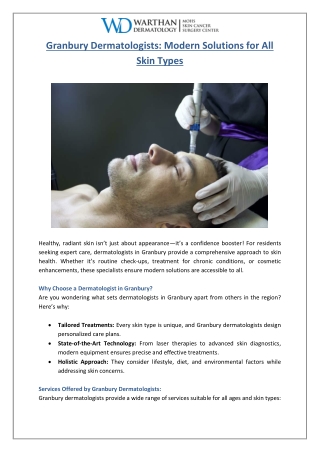 Granbury Dermatologists- Modern Solutions for All Skin Types