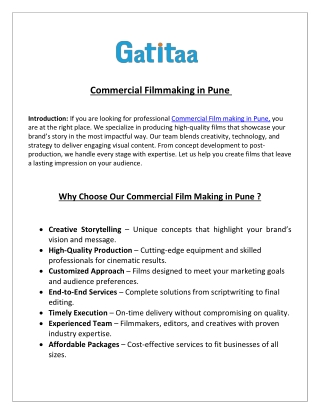 Commercial Film-Making Serevices in Pune