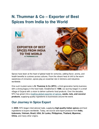 Exporter of Best Spices from India to the World