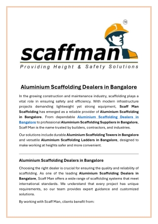 Aluminium Scaffolding Dealers in Bangalore