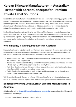 Korean Skincare Manufacturer in Australia