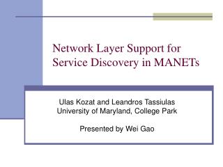 Network Layer Support for Service Discovery in MANETs