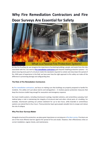 Why Fire Remediation Contractors and Fire Door Surveys Are Essential for Safety