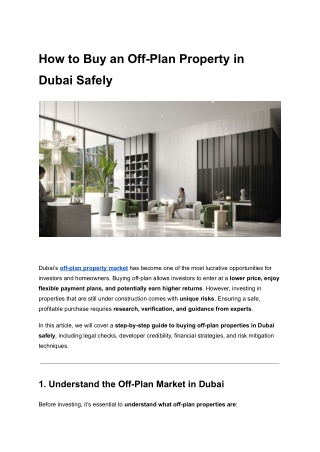 How to Buy an Off-Plan Property in Dubai Safely