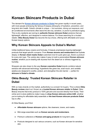 Korean Skincare Products in Dubai