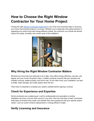 How to Choose the Right Window Contractor for Your Home Project