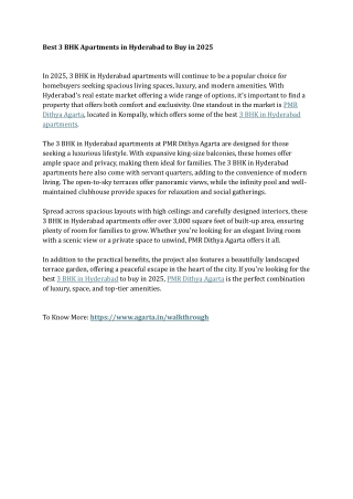 Best 3 BHK Apartments in Hyderabad to Buy in 2025