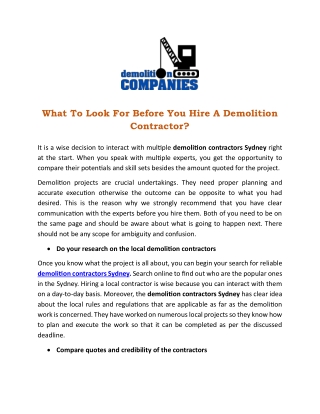 What To Look For Before You Hire A Demolition Contractor