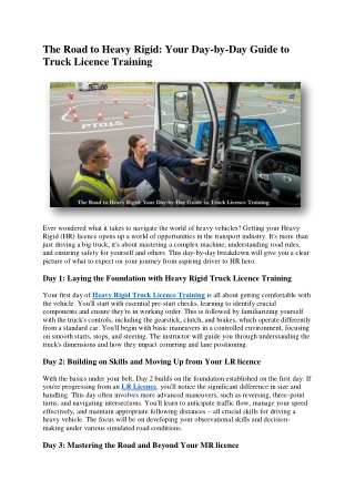 The Road to Heavy Rigid Your Day-by-Day Guide to Truck Licence Training