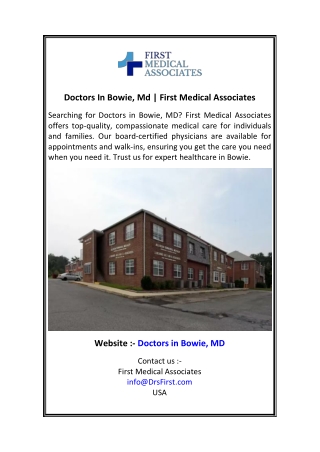 Doctors In Bowie, Md  First Medical Associates