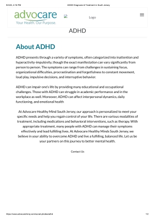ADHD Diagnosis & Treatment in South Jersey