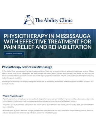 Physiotherapy Services in Mississauga
