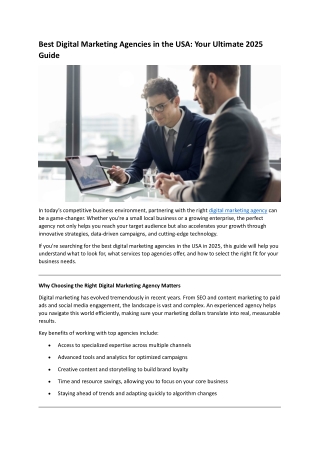 Best Digital Marketing Agencies in the USA