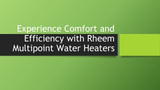 Experience Comfort and Efficiency with Rheem Multipoint Water Heaters