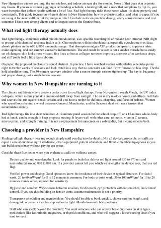 New Hampshire Guide: Best Red Light Therapy in New Hampshire for Women
