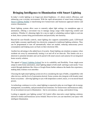 Bringing Intelligence to Illumination with Smart Lighting