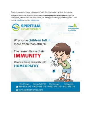 Trusted Homeopathy Doctor in Gopanpalli for Children