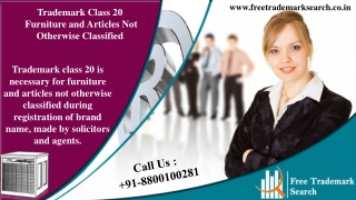 Trademark Class 20 | Furniture and Articles