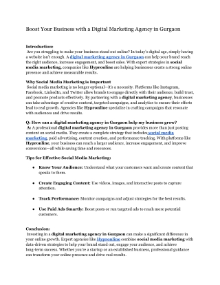 Boost Your Business with a Digital Marketing Agency in Gurgaon