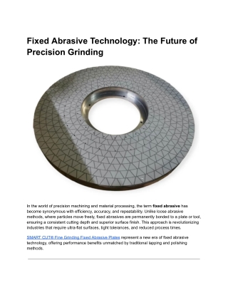 Fixed Abrasive vs Loose Abrasive: Key Benefits