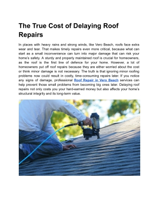 The True Cost of Delaying Roof Repairs
