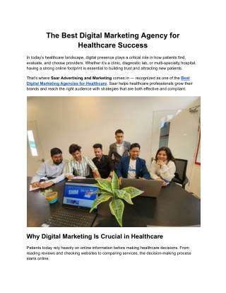 The Best Digital Marketing Agency for Healthcare Success
