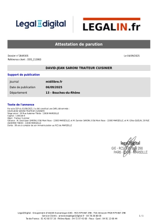 David Jean Saroni Cuisinier