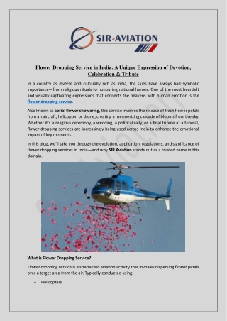 Flower Dropping Service in India A Unique Expression of Devotion, Celebration & Tribute