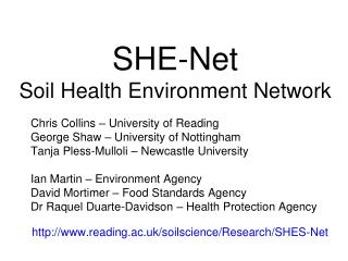 SHE-Net Soil Health Environment Network